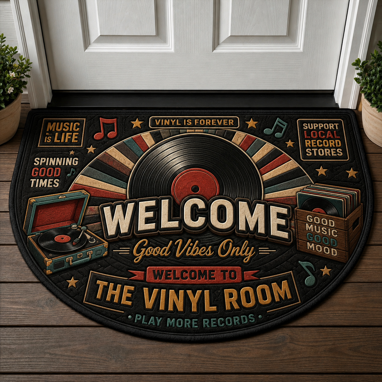 Guitar Welcome Mat - Electric Guitarist Play More Worry Less Doormat - 5to9vibe