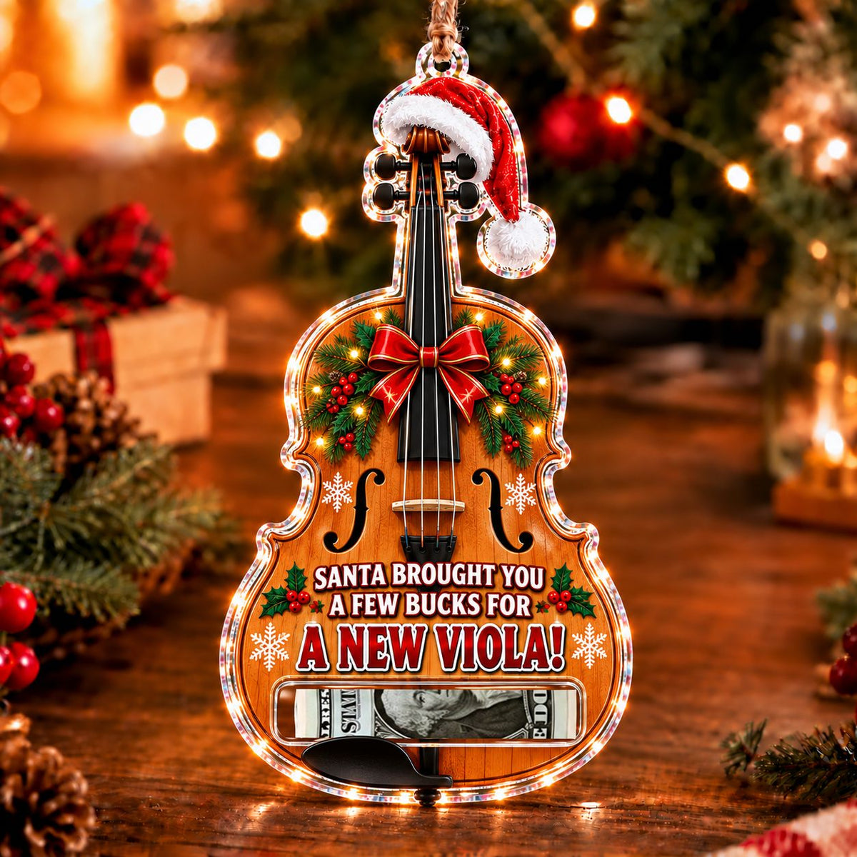 Viola Christmas money holder ornament