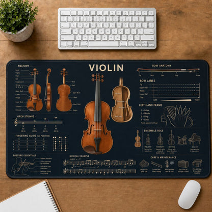 Violin Creative Reference Guide Desk Mat | 5To9Vibe