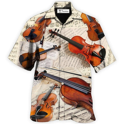 Hawaiian Shirt / Adults / S Violin Vintage Style Music Lover Paper - Hawaiian Shirt 