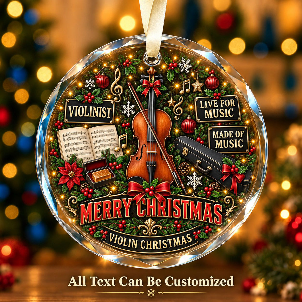 Violinist Personalized Glass Ornament | 5To9Vibe