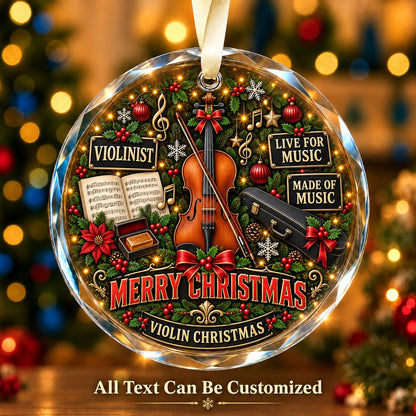 Violinist Personalized Glass Ornament | 5To9Vibe