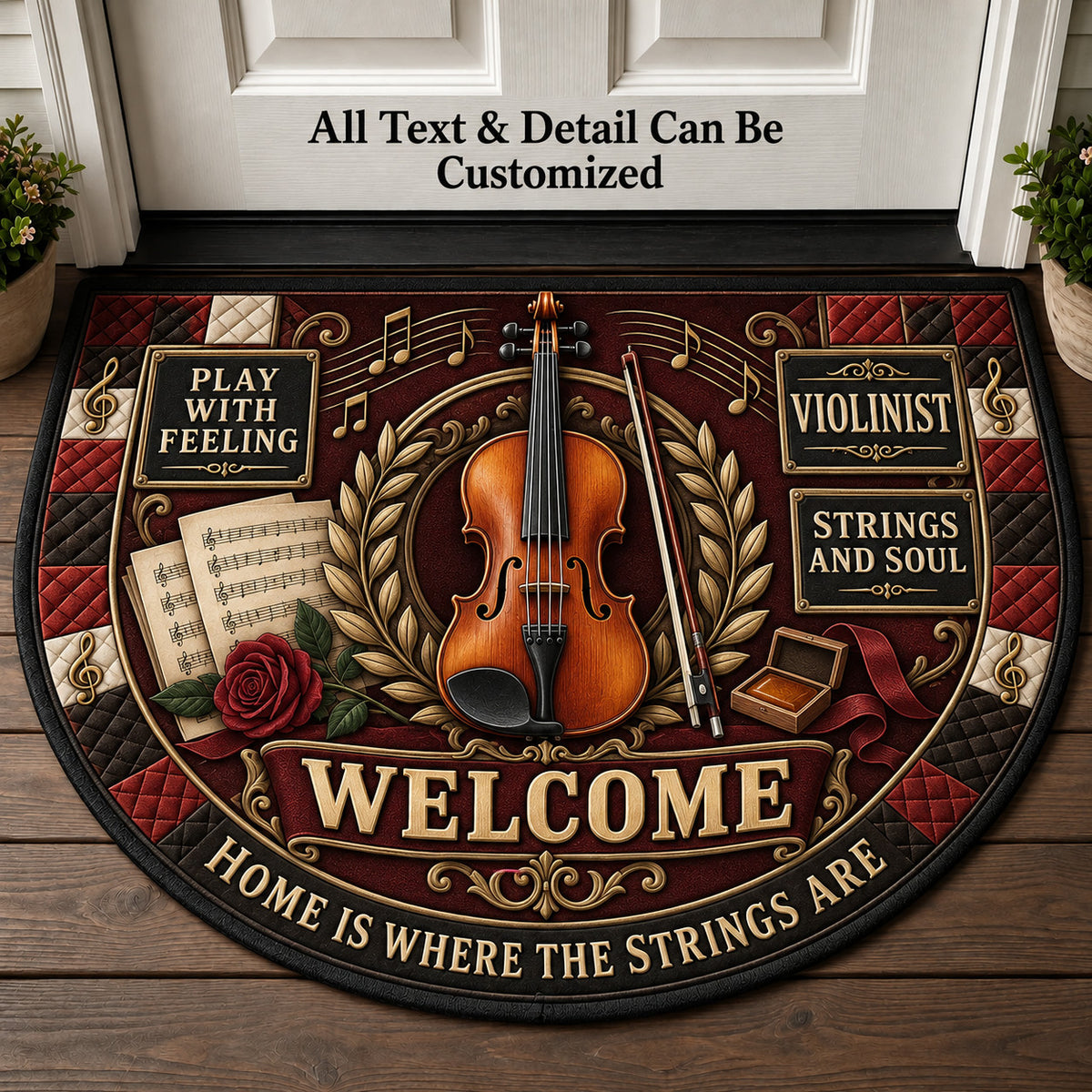 Violinist Personalized Half Round Mat | 5To9Vibe