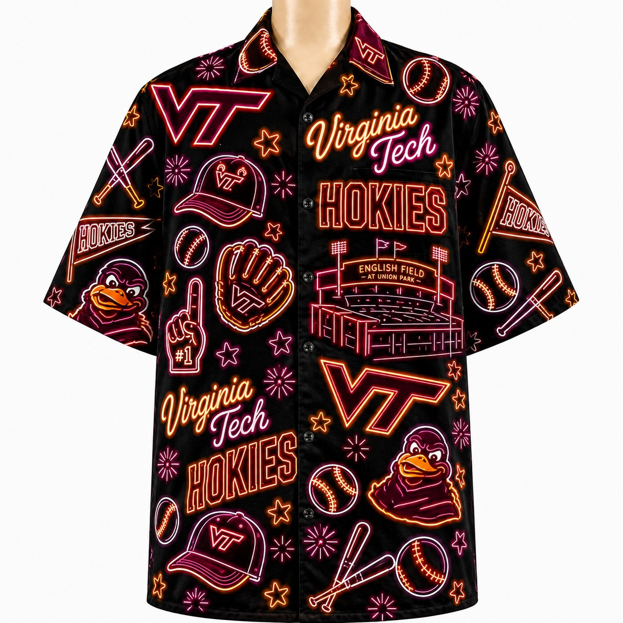 All College Basketball Teams Neon Viber Unisex Hawaiian Shirt For Men & Women