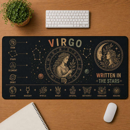 Zodiac Wheel Hippie Desk Mat Mouse Pad | 5To9Vibe - Virgo style