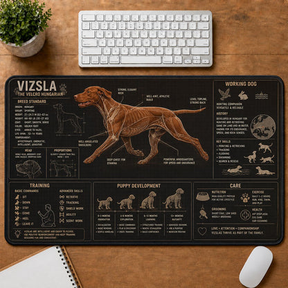 Vizsla Dog Breed Visual Guide Desk Mat | 5To9Vibe