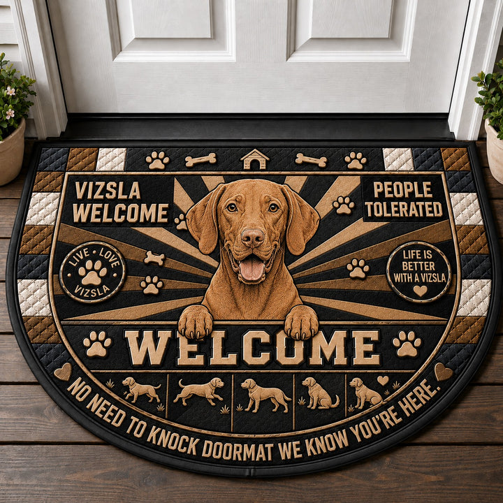 Vizsla Dog Breed Lover Quilted Print Premium Welcome Mat – Personalized Doormat
