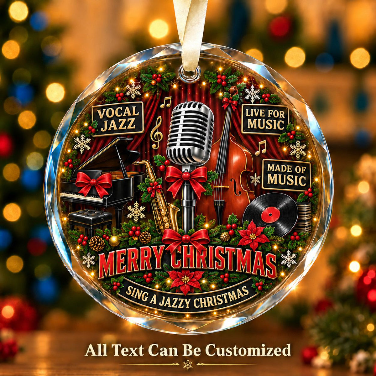 Vocal Jazz Personalized Glass Ornament | 5To9Vibe