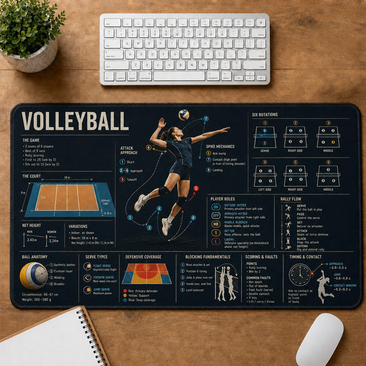 Volleyball Sports Visual Guide Desk Mat | 5To9Vibe