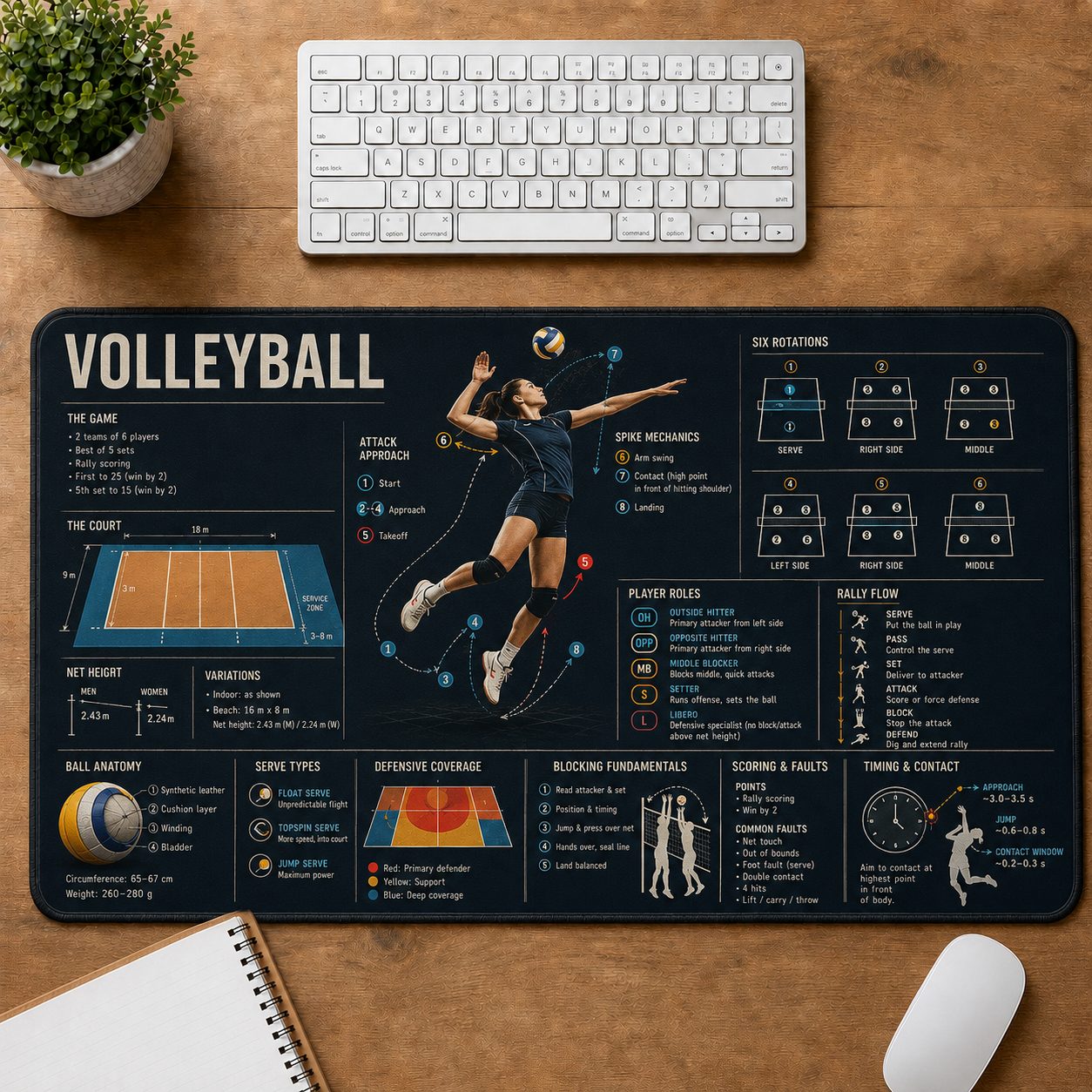 Volleyball Sports Visual Guide Desk Mat | 5To9Vibe
