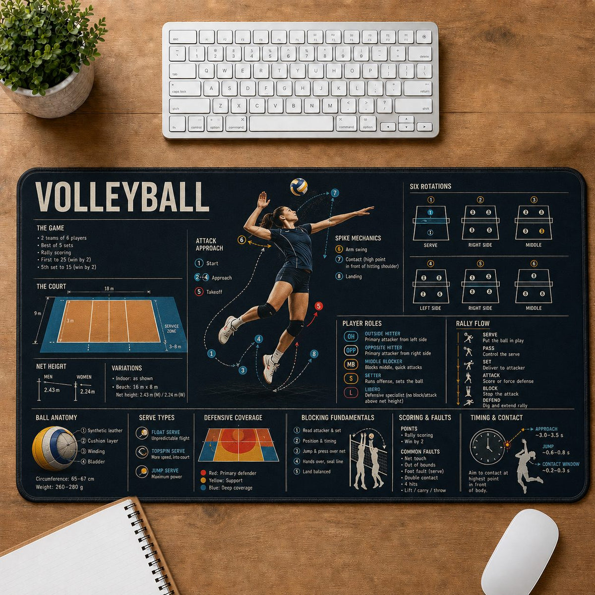 Volleyball Sports Visual Guide Desk Mat | 5To9Vibe