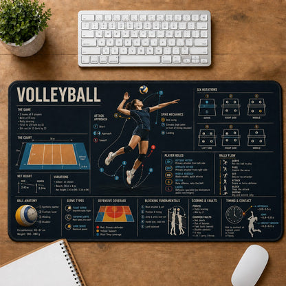 Volleyball Sports Visual Guide Desk Mat | 5To9Vibe