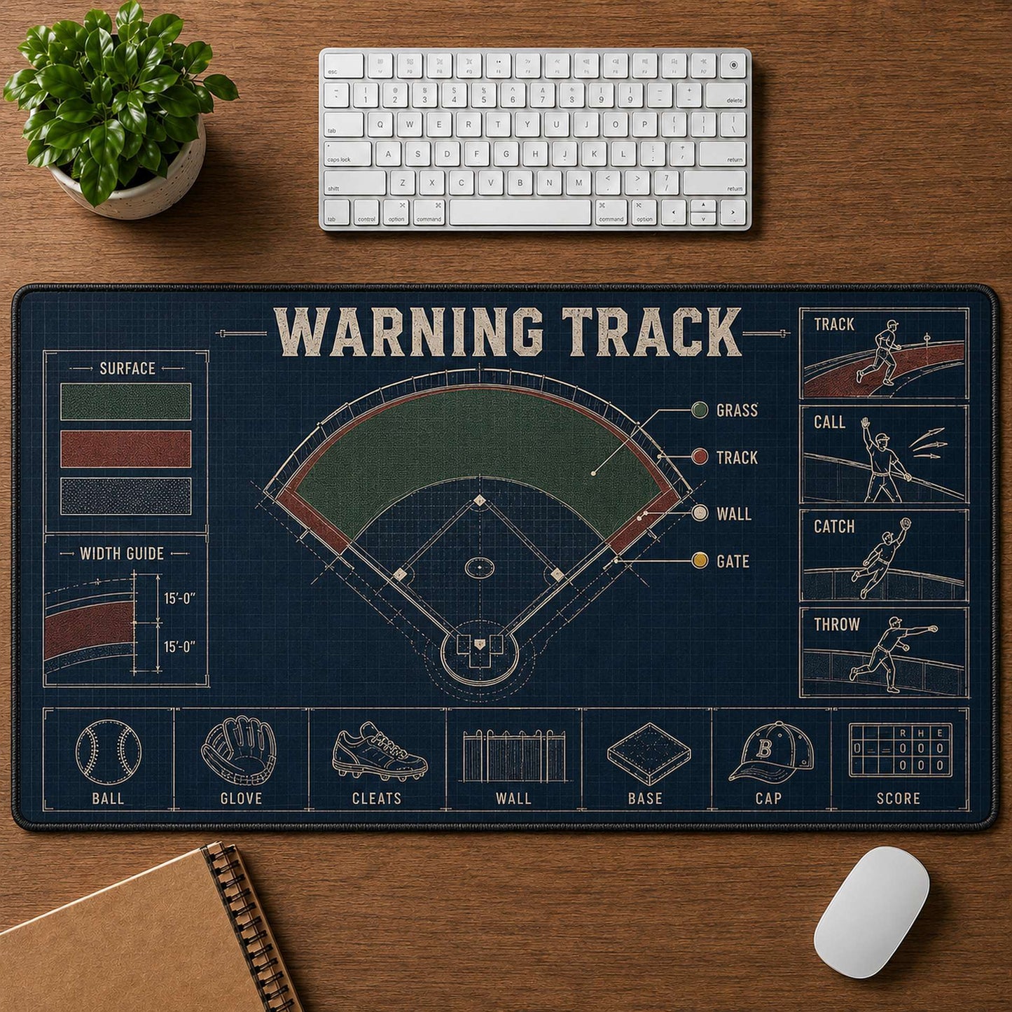Warning Track Blueprint Desk Mat | 5To9Vibe