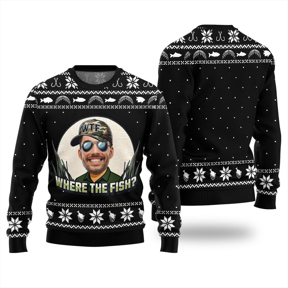 WTF Where The Fish Funny Fishing Ugly Sweater