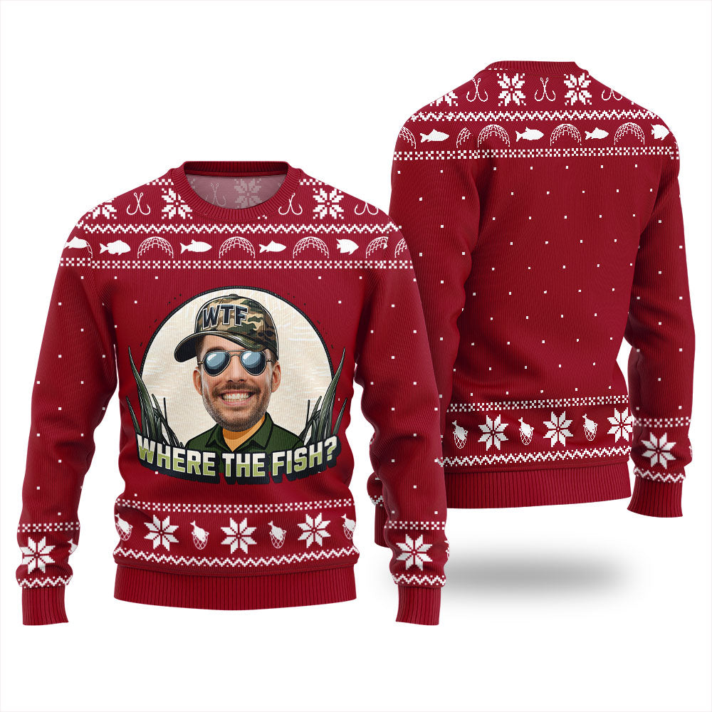 WTF Where The Fish Funny Fishing Ugly Sweater