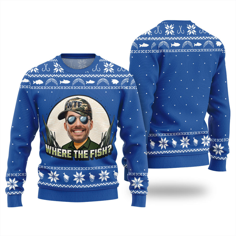 WTF Where The Fish Funny Fishing Ugly Sweater