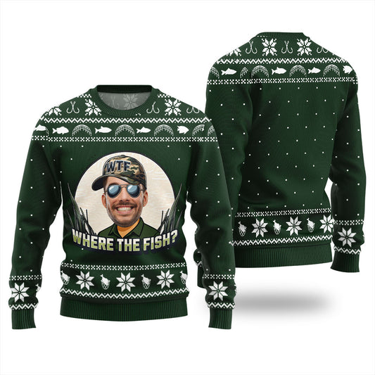 WTF Where The Fish Funny Fishing Ugly Sweater
