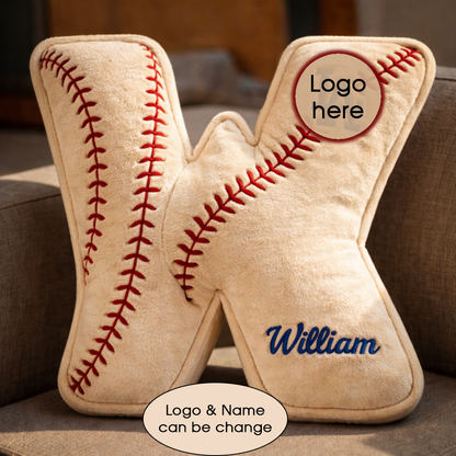 Baseball Pillow Custom Name & Logo Gift For Kids, Friends, Family Irregular-Shaped Pillow Custom-Shaped Pillow-5TO9VIBE