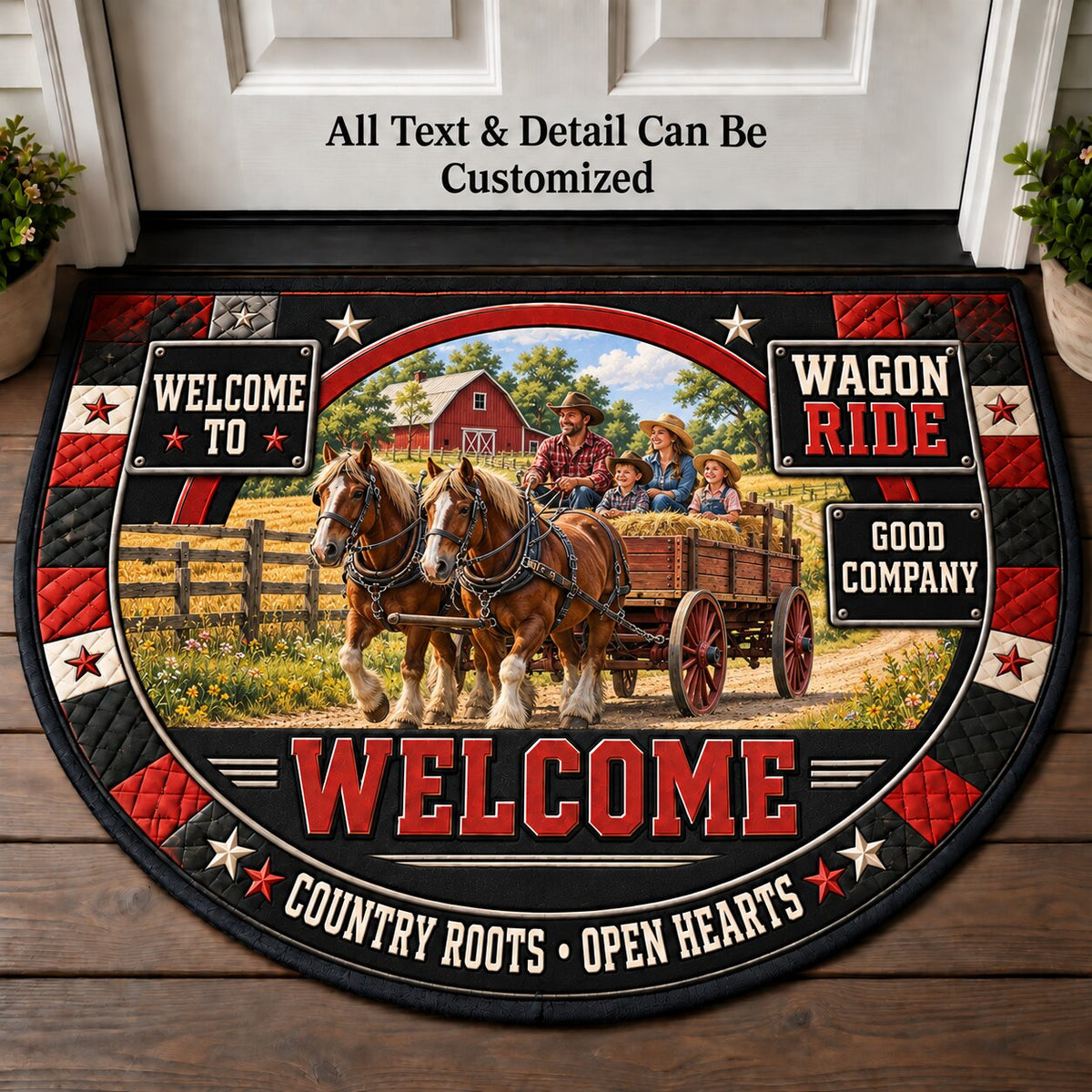 Wagon Ride Personalized Half Round Mat | 5To9Vibe