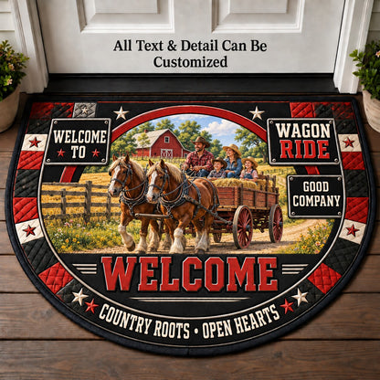 Wagon Ride Personalized Half Round Mat | 5To9Vibe