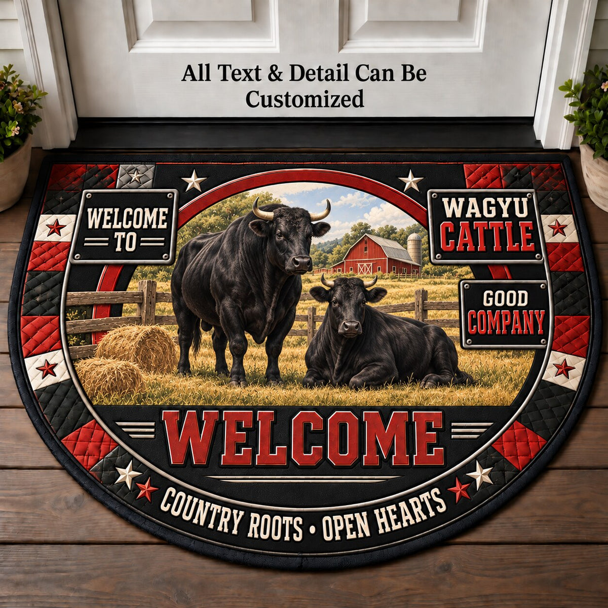 Wagyu Cattle Personalized Half Round Mat | 5To9Vibe