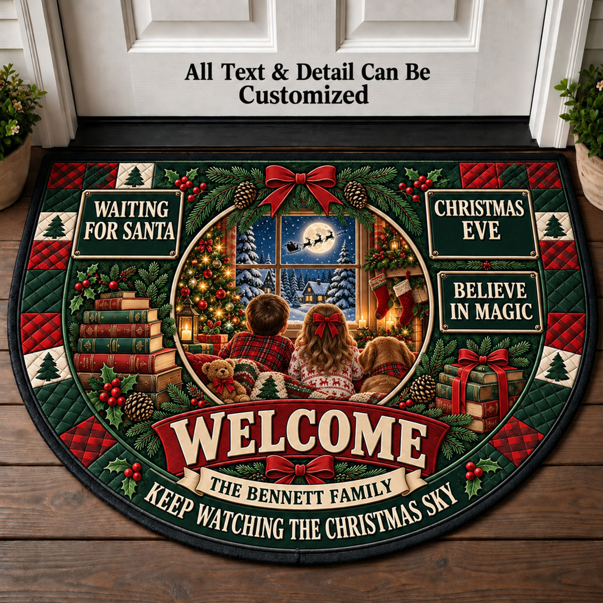 Waiting For Santa Personalized Half Round Mat | 5To9Vibe