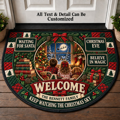 Waiting For Santa Personalized Half Round Mat | 5To9Vibe