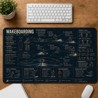 Wakeboarding Sports Visual Guide Desk Mat | 5To9Vibe