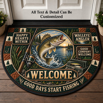 Walleye Angler Personalized Half Round Mat | 5To9Vibe