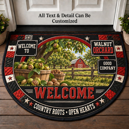 Walnut Orchard Personalized Half Round Mat | 5To9Vibe