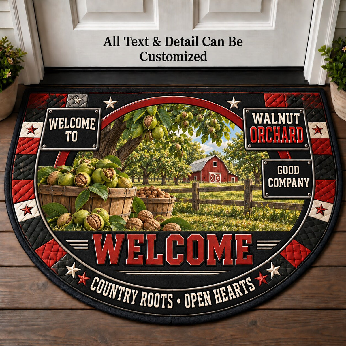 Walnut Orchard Personalized Half Round Mat | 5To9Vibe