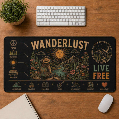 Slow Living Hippie Desk Mat Mouse Pad | 5To9Vibe - Wanderlust style