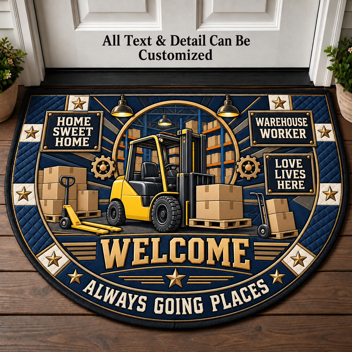 Warehouse Worker Personalized Half Round Mat | 5To9Vibe