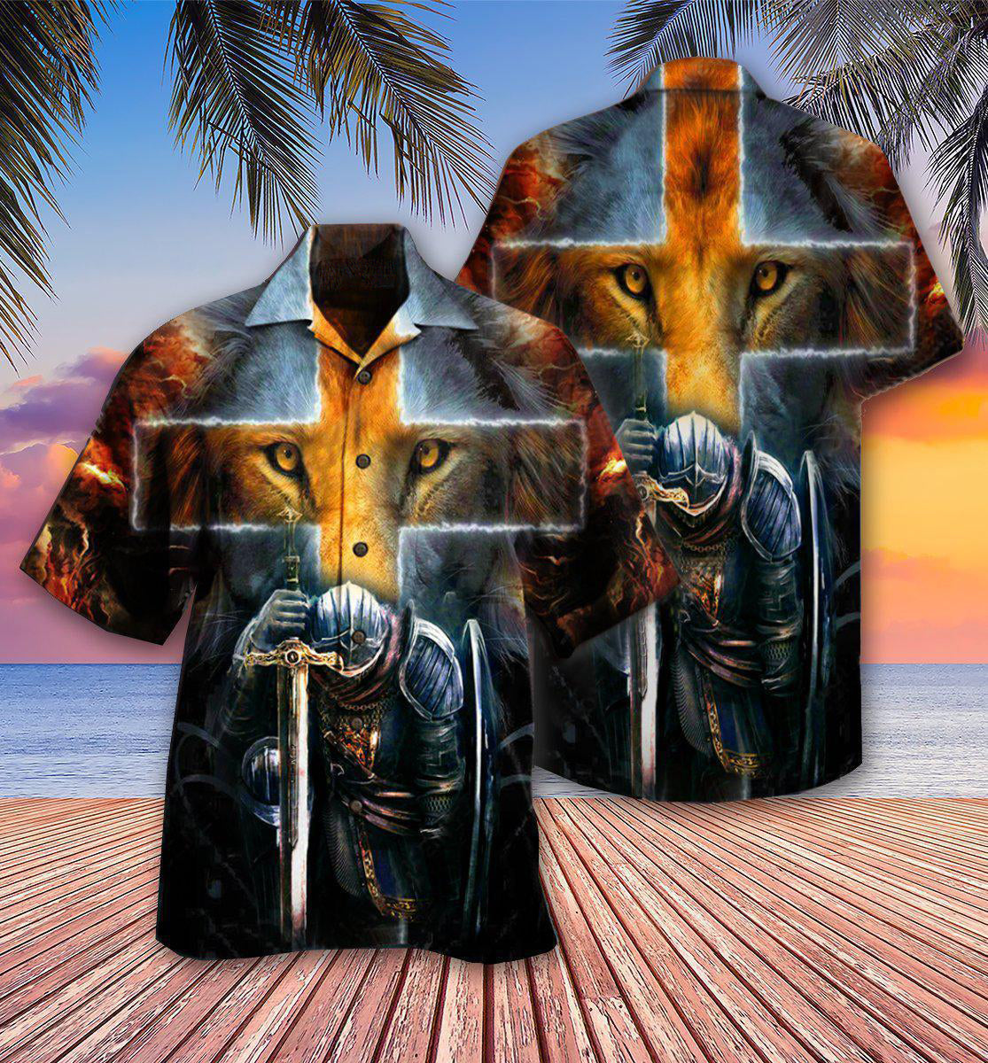 Warrior Of Christ Lion Cross - Hawaiian Shirt 