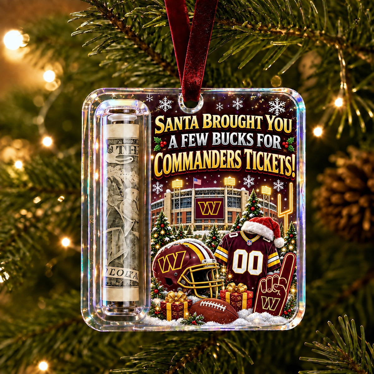 All Football Teams Christmas Money Holder Glass Ornament - 5to9vibe