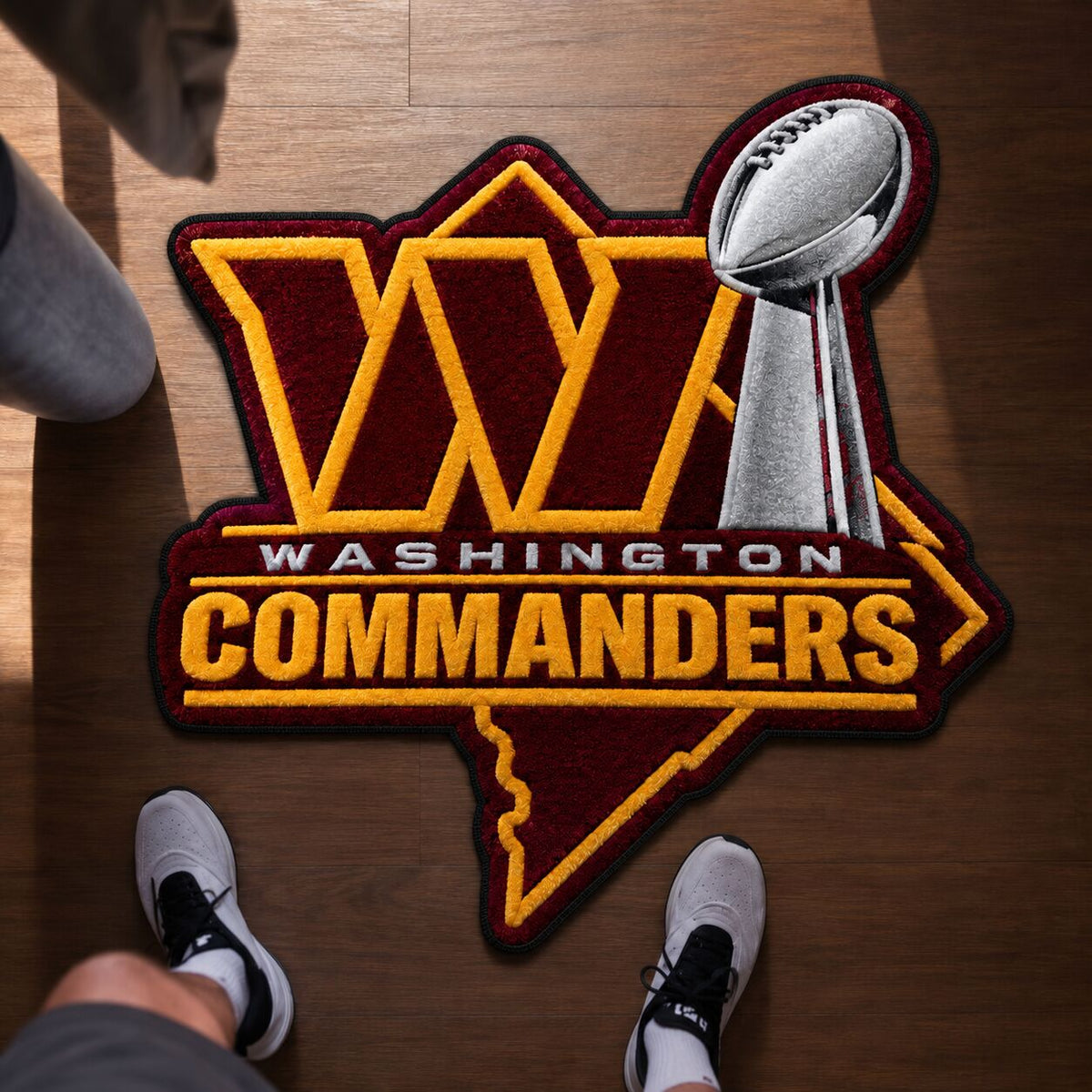 All Football Teams Logo Trophy City Map Football Fan Custom Shape Rug Print Premium Welcome Mat Washable Black Border Personalized Football Custom Shape Rug