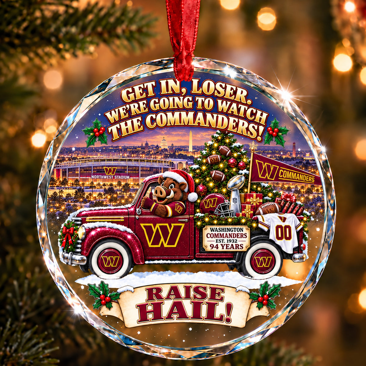 Football team Style 32 Glass Ornament mockup | 5To9Vibe