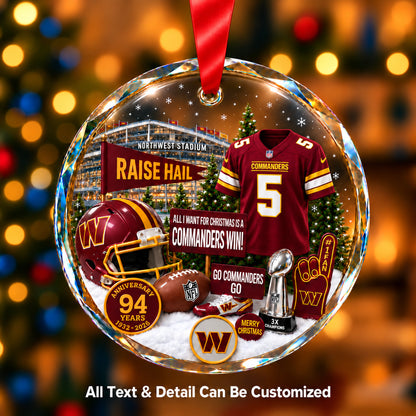 Washington Commanders Jersey Snow Globe Glass Ornament