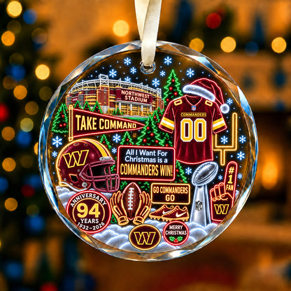 All Football Teams Christmas Neon Stadium Snow Glass Ornament With Gift Box - 5to9vibe
