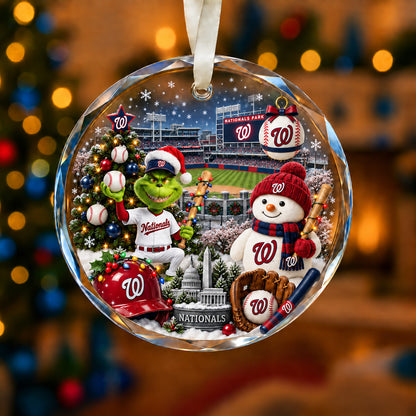 Adorno de vidrio de béisbol, 3 unidades con caja de regalo, equipo de béisbol de Navidad - Adorno de vidrio
