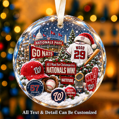 Washington Nationals Jersey Snow Globe Glass Ornament