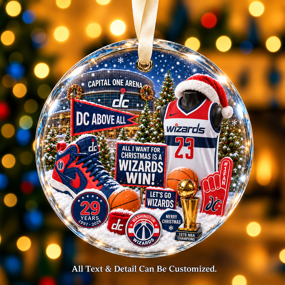 Washington Wizards Jersey Snow Globe Glass Ornament