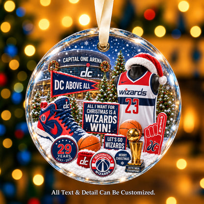 Washington Wizards Jersey Snow Globe Glass Ornament
