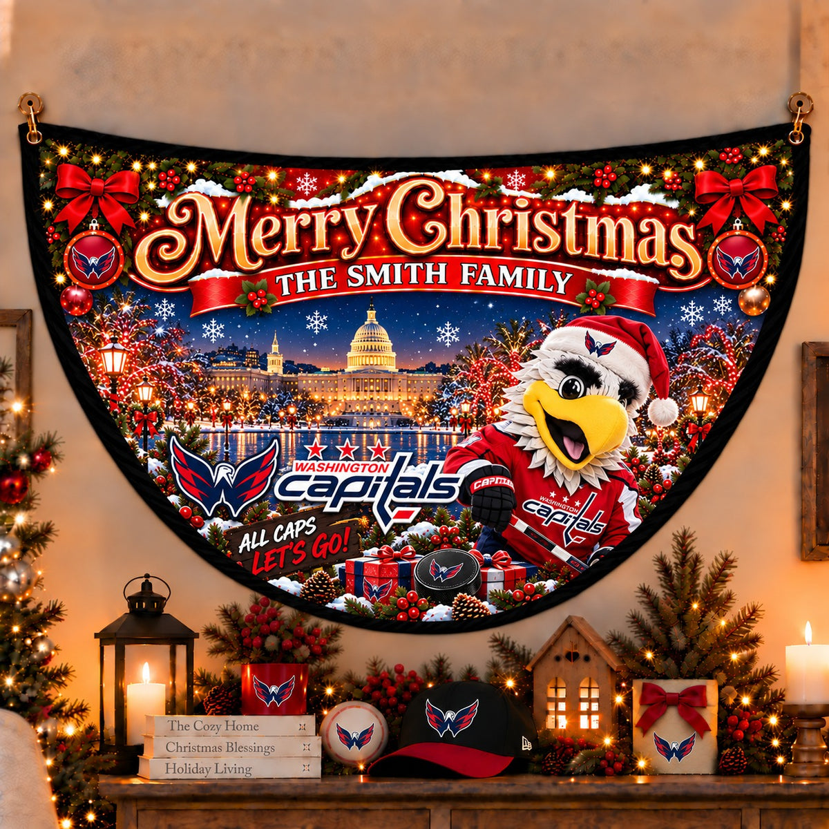 All Hockey Teams Personalized Christmas Night Bunting Flag - 5to9vibe