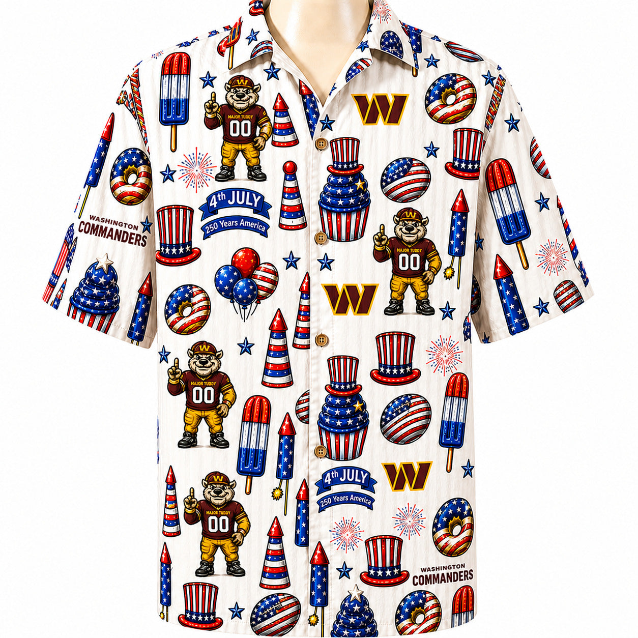 All Football Teams 4th July 250 Years Anniversary America Premium Unisex Hawaiian Shirt For Men and Women