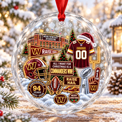 All Football Teams Christmas Stadium Snow Vibe Glass Ornament With Gift Box - 5to9vibe