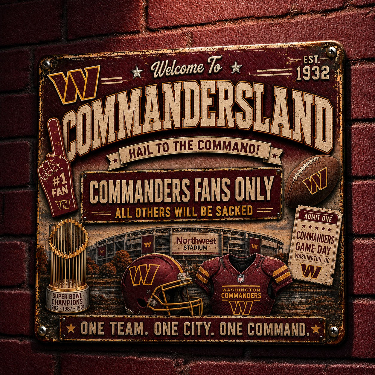 All Football Fans Teams Rustic Only Vintage Metal Sign - 5to9vibe