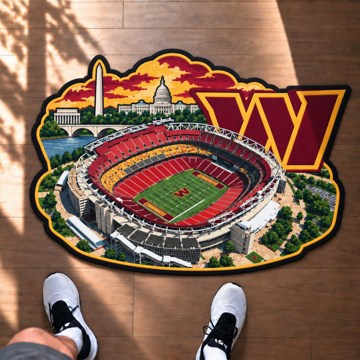 All Football Teams Logo Stadium Area Baseball Fan Custom Shape Rug Print Premium Welcome Mat Washable Black Border Personalized Football Custom Shape Rug