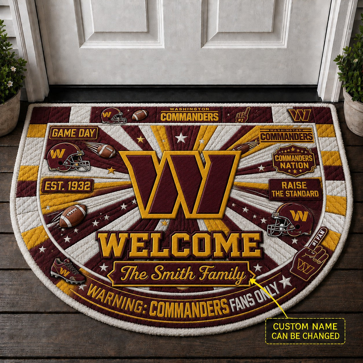 Official-Inspired Football Fan Custom Premium Welcome Mat – Personalized Doormat