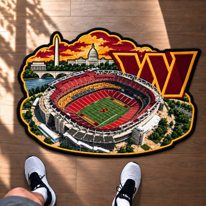 All Football Teams Logo Stadium Area Baseball Fan Custom Shape Rug Print Premium Welcome Mat Washable Black Border Personalized Football Custom Shape Rug